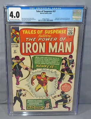Buy TALES OF SUSPENSE #57 (Hawkeye 1st App) CGC 4.0 VG Marvel 1964 Iron Man • 1,067.31£