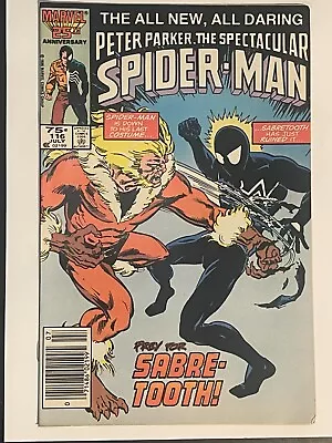Buy Spectacular Spider-Man #116 Mid Grade SABRETOOTH 1st FOREIGNER KEY Newstand • 13.51£