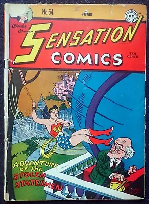 Buy Sensation Comics #54 🌞 WONDER WOMAN RARITY 🌞 1946 Golden Age Beauty • 275.92£