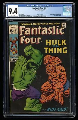 Buy Fantastic Four #112 CGC NM 9.4 White Pages Incredible Hulk Vs Thing Battle! • 1,686.96£