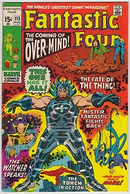 Buy Fantastic Four #113 Vf 1st Appearance Of Over-mind Marvel Comics 1971 • 26.22£