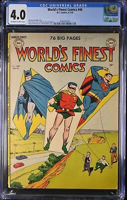 Buy World's Finest Comics #46 Cgc 4.0 Dc 1950 • 320.46£