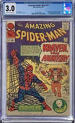 Buy Amazing Spider-man #15 - Cgc Gd/vg (3.0)  - 1st App Kraven The Hunter / Oww Pg • 899£