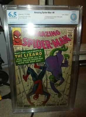 Buy Marvel Comics Amazing Spiderman 6 CBCS Cgc 1st App Lizard Man 1963 6.5 Avengers • 1,999.99£