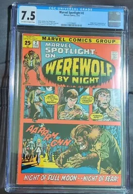 Buy MARVEL SPOTLIGHT #2 CGC 7.5 MARVEL COMICS 1972 1st Werewolf By Night • 367.78£