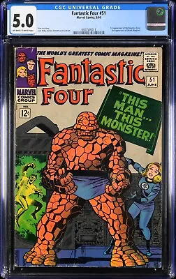 Buy Fantastic Four #51 6/1966 CGC 5.0 OW/W Wyatt Wingfoot Negative Zone 4403500011 • 166£