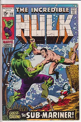 Buy The Incredible Hulk #118, Marvel Comics 1969 FN/VF 7.0 Herb Trimpe. Hulk V Namor • 47.42£