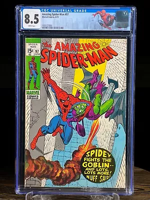Buy AMAZING SPIDER-MAN #97 June 1971 CGC 8.5 White Pages Stan Lee • 217.42£