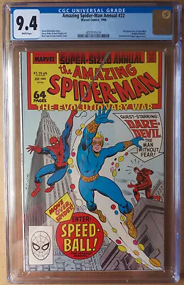 Buy AMAZING SPIDER-MAN ANNUAL #22 (1963 Series) - 1st App Of Speedball - CGC 9.4 • 75£