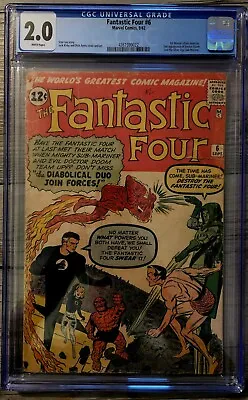 Buy FANTASTIC FOUR #6 - 2nd Doctor Doom 1st Villain Team Up - CGC 2.0 WHITE PAGES • 479.70£