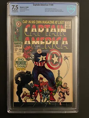 Buy Captain America Vol.1 #100 1968 CBCS 7.5 Marvel Comic Book CO2-33 • 520.39£