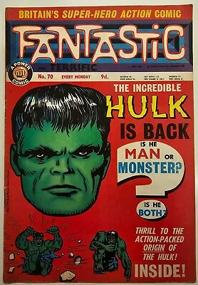 Buy Marvel Silver Age 1967 UK Fantastic Comic Book Key Issue 70 Higher Grade VG Hulk • 1.20£