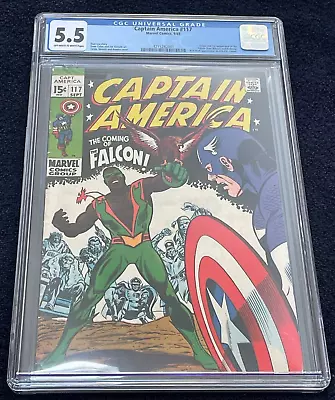 Buy Captain America #117 (Sep 1969) ✨Graded 5.5 O/W TO WHITE By CGC ✔Orig 1st Falcon • 239.86£