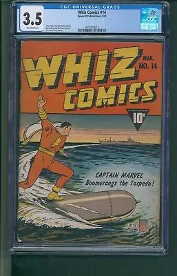 Buy Whiz Comics 14 CGC 3.5 Off-White Pages Captain Marvel War Cover CC Beck Cover • 719.56£