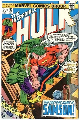 Buy Incredible Hulk  # 193    VERY FINE    Nov. 1975   Vs Doc Samson  Regains Powers • 22.17£