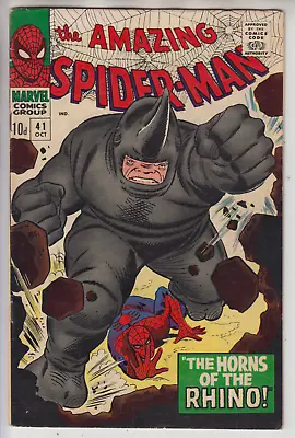 Buy Amazing Spiderman # 41  Fn 6.0  Key 1st Rhino  Classic Cover Pence Variant  1966 • 41£