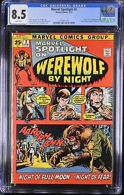 Buy Marvel Spotlight #2 CGC VF+ 8.5 White Pages 1st Appearance Werewolf By Night! • 650.66£