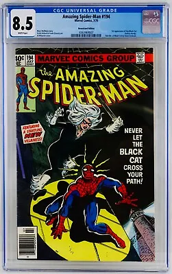Buy Amazing Spider-Man #194 CGC 8.5 White Pages Newsstand First Black Cat Appearance • 276.70£