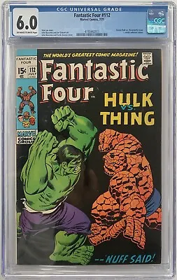 Buy Fantastic Four #112 CGC 6.0 Classic Buscema Cover Hulk Vs Thing Marvel 1971 • 221.02£