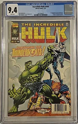 Buy Incredible Hulk 449 Newsstand! CGC 9.4 First Appearance Thunderbolts Marvel 1997 • 186.37£