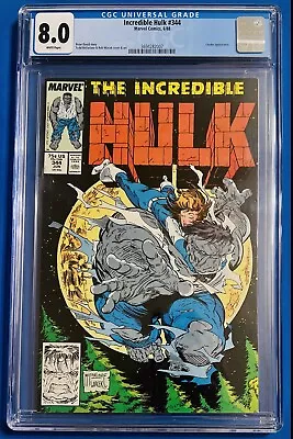 Buy Incredible Hulk #344💥CGC 8.0🔥(Marvel Comics, 6/88)💫Leader Appearance👊🏽 • 157.52£