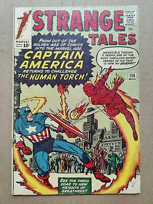 Buy Strange Tales #114 1st Captain America In Silver Age Marvel Comics 1963 VG- • 78.27£