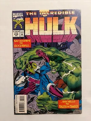 Buy Incredible Hulk #419 First Cover Appearance Of Talos The Untamed  1992 • 7.93£