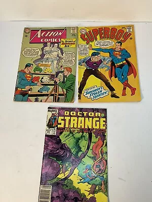 Buy Three Vintage Comics Action Comics 1964 Superboy 1968 Doctor Strange 1984 • 23.95£