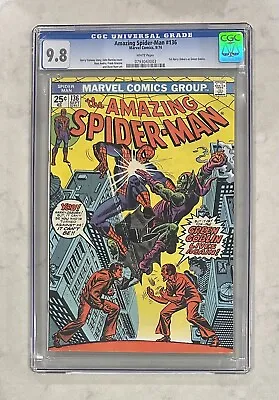 Buy -Amazing Spider-Man #136-CGC 9.8-White Pages-1974-Green Goblin-Marvel- • 1,569.59£