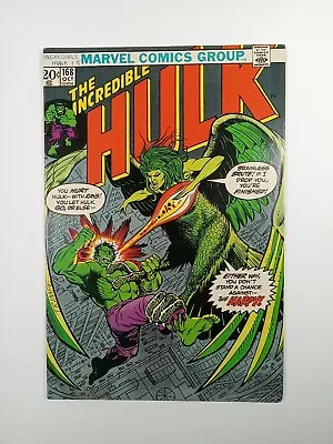 Buy Incredible Hulk #168 - 1st Appearance Of Harpy Marvel Comics Bronze Age 1973 FN • 26.28£