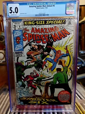 Buy AMAZING SPIDER-MAN Annual #6 1969 Silver CGC 5.0 The Sinister Six John Romita • 139.12£