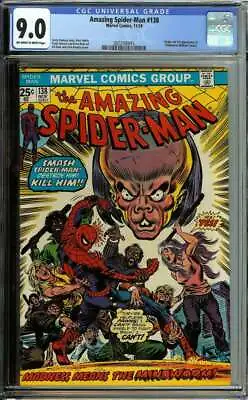 Buy Amazing Spider-man #138 Cgc 9.0 Ow/wh Pages // Origin + 1st App Mindworm 1974 • 67.93£