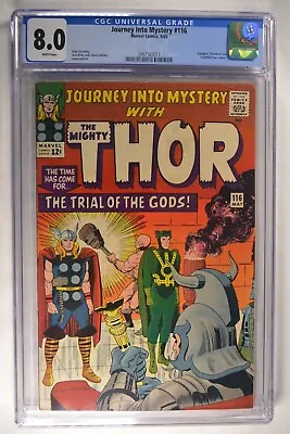 Buy Journey Into Mystery Thor  #116 CGC 8.0 Avengers, Daredevil, Frightful Four 1965 • 276.71£