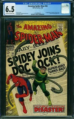Buy Amazing Spider-man #56 Cgc 6.5 Ow-w Marvel Comics 1968 Doc Ock 1st Captain Stacy • 140.75£