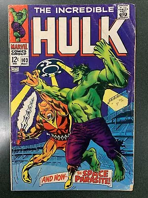 Buy Incredible Hulk #103 (Marvel, 1968) 1st App Space Parasite Marie Severin GD • 23.99£
