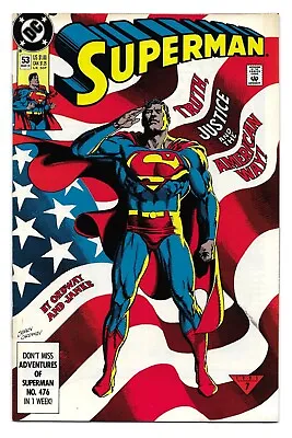 Buy Superman #53 (Vol 2) : NM- :  Truth, Justice And The American Way  • 3.25£