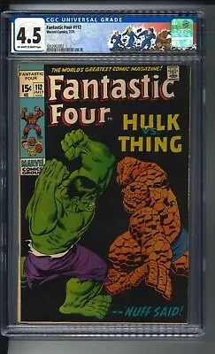 Buy Fantastic Four #112 (1971) CGC 4.5 OFF-WHITE To WHITE Pages With CUSTOM F4 Label • 117.80£