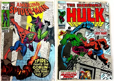 Buy AMAZING SPIDERMAN #97 + HULK #122 (1969) The Thing Marvel Comics Drugs Romita • 79.99£