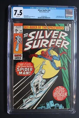 Buy Silver Surfer #14 Vs SPIDER-MAN Classic 1st Meeting And Battle 1970 CGC VF- 7.5 • 179.89£