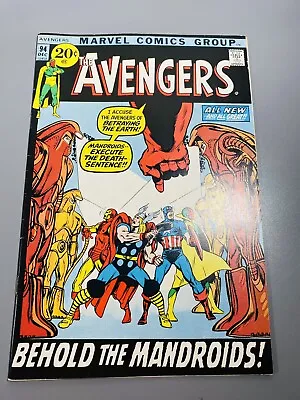 Buy Avengers #94 Neal Adams Cover Art Marvel 1971 High Grade Bright Glossy 1st Print • 55.60£