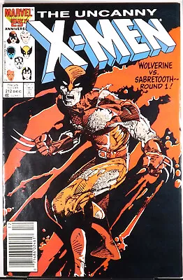 Buy UNCANNY X-MEN #212 VF/NM Wolverine Vs. Sabertooth 1986 Mutant Massacre Marvel • 15.98£