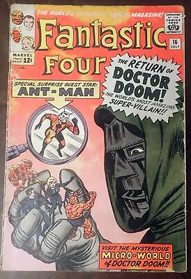 Buy Fantastic Four #16 EARLY ANTMAN And DOCTOR DOOM 1963 • 109.89£