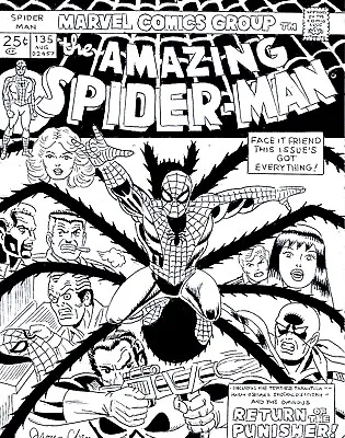 Buy Amazing Spider-man # 135 Cover Recreation Original Comic Art On Card Stock • 31.62£