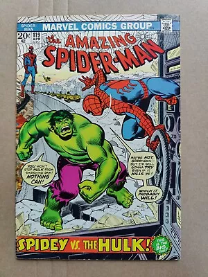 Buy Amazing Spider-Man #119 Sharp! Spider-Man Vs. Incredible Hulk 1973 FN+ To FN/VF • 87.27£