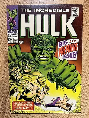 Buy Incredible Hulk #102 (1968) 1st Issue! Origin Of Hulk Retold! Marvel Comics FN • 150£