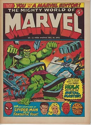 Buy MIGHTY WORLD OF MARVEL # 11 - 16 Dec 1972 - VF 8.0 - Hulk, Spider-Man, Fan Four • 14.95£