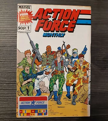Buy Marvel Comics British UK 80's Action Force Issue 1 + Free Gift Badge RARE Gi Joe • 73.79£