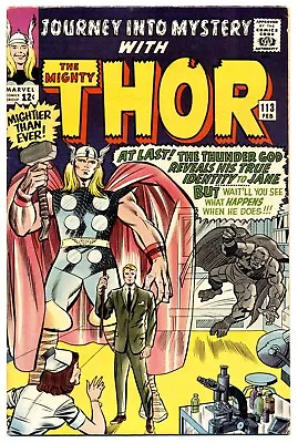 Buy JOURNEY INTO MYSTERY #113 F-, Thor. Stan Lee, Jack Kirby, Marvel Comics 1964 • 47.44£