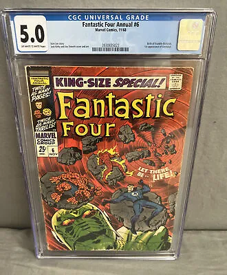 Buy Fantastic Four Annual #6 CGC 5.0 OWW 1st App Annihilus & Franklin Richards • 112.48£