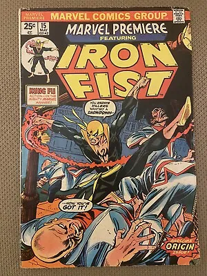 Buy Marvel Premiere #15 Origin & 1st App. Iron Fist KEY. Value Stamp #94 Intact 1974 • 95.32£
